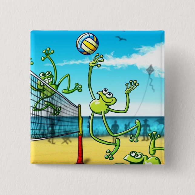 Volleyball Frog Pinback Button (Front)