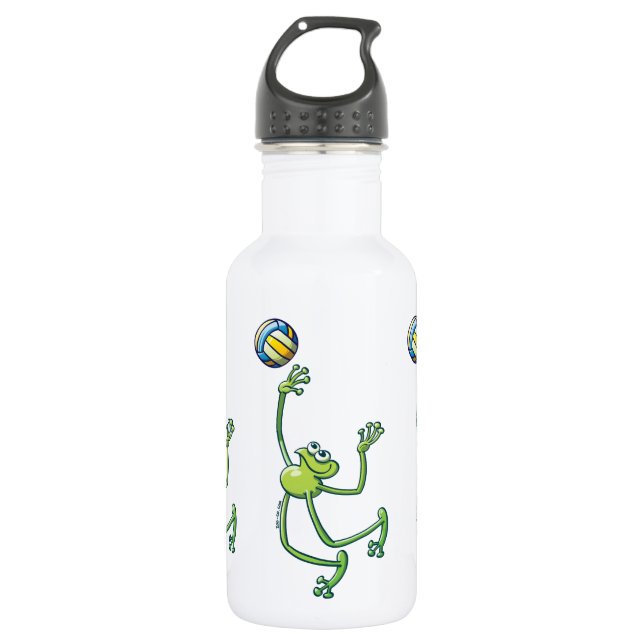 Volleyball Frog Stainless Steel Water Bottle (Front)