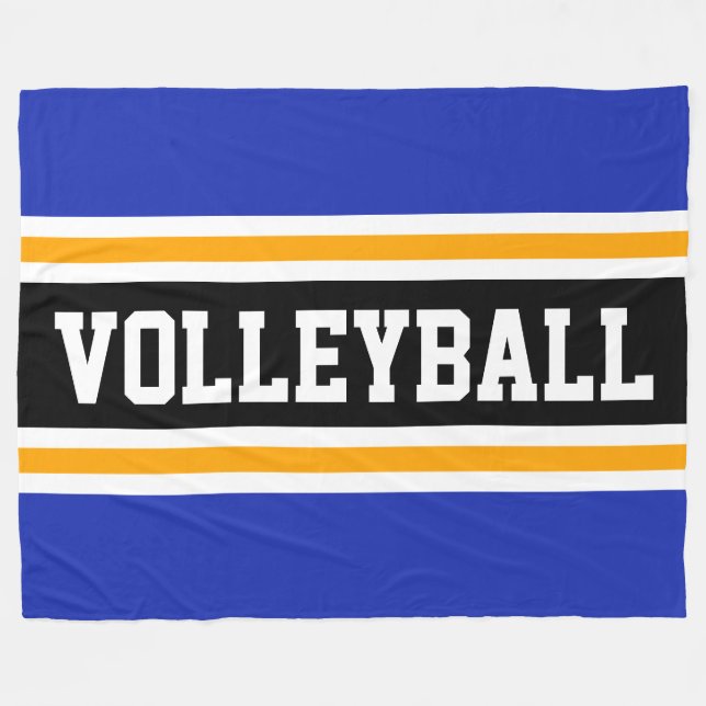 VOLLEYBALL Fun Royal Blue Orange Black Stripes Fleece Blanket (Front (Horizontal))