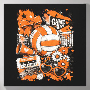 Volleyball Game Day Girls Volleyball Mom Orange Canvas Photo Tile