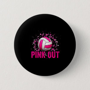 Volleyball Game Day Nk Out Breast Cancer Awareness Button
