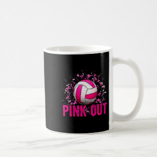 Volleyball Game Day Nk Out Breast Cancer Awareness Coffee Mug