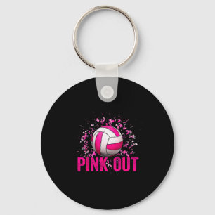 Volleyball Game Day Nk Out Breast Cancer Awareness Keychain