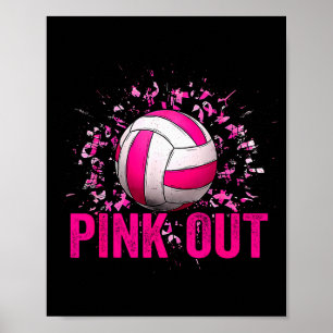 Volleyball Game Day Nk Out Breast Cancer Awareness Poster