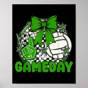 Volleyball Game Day Retro Girls Volleyball Mom Che Poster