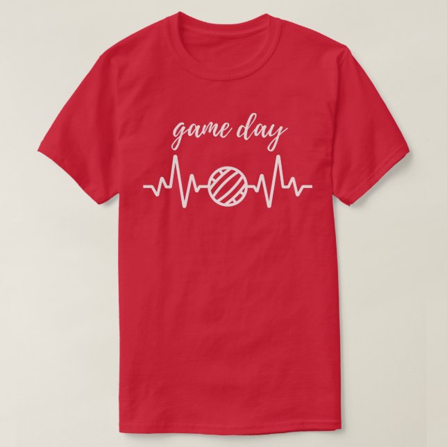 Volleyball Game DayHeartbeat Cute Women Volleyball T-Shirt (Design Front)