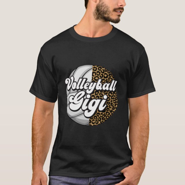 Volleyball Gigi Leopard Grandma Gigi Of A Volleyba T-Shirt (Front)