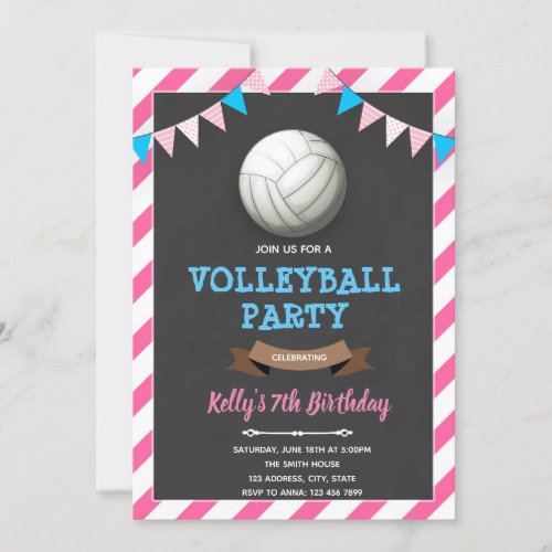Volleyball girl birthday invitation