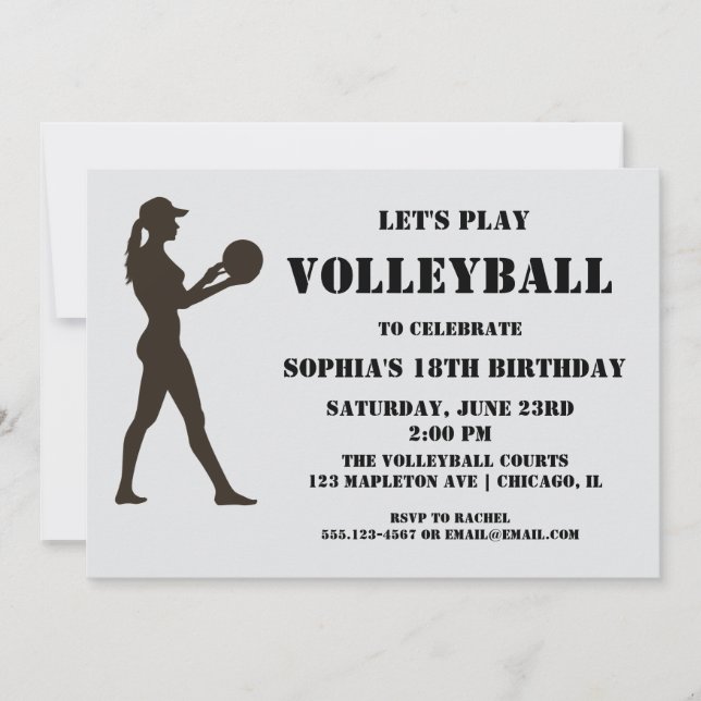 Volleyball Girl Birthday , Volleyball Player  Invitation (Front)