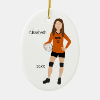Volleyball Girl Brunette Orange & Black