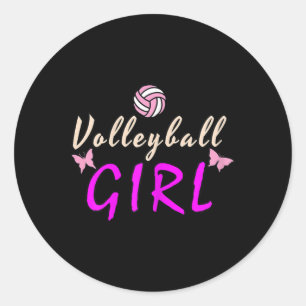 Volleyball Girl Classic Round Sticker