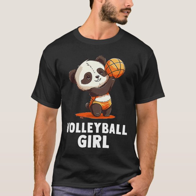 Volleyball Girl  Cute Baby Panda And Volleyball T-Shirt (Front)