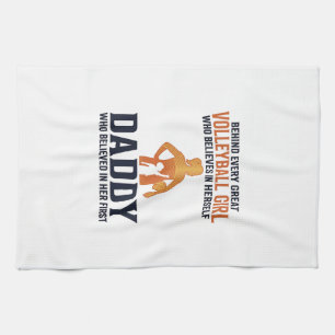 Volleyball Girl Daddy Vintage Engraving Shirt Desi Kitchen Towel