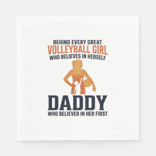 Volleyball Girl Daddy Vintage Engraving Shirt Desi Napkins