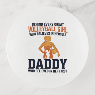 Volleyball Girl Daddy Vintage Engraving Shirt Desi Trinket Tray