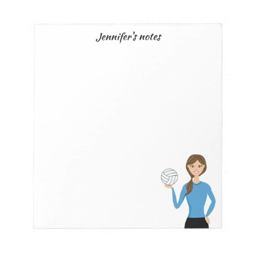 Volleyball Girl Illustration  Custom Title Notepad