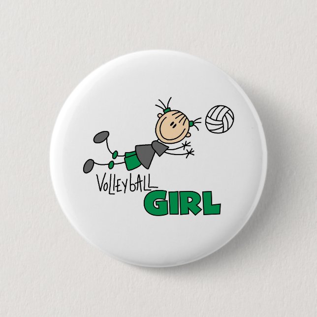 Volleyball Girl Pinback Button (Front)