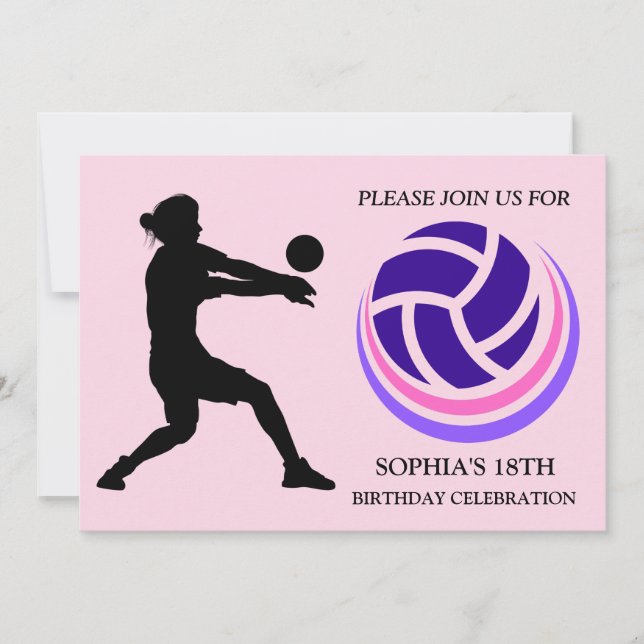 Volleyball Girl Player Birthday Party    Invitation (Front)