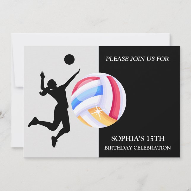 Volleyball Girl Player Birthday Party    Invitation (Front)