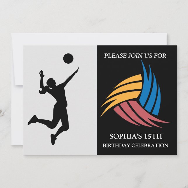 Volleyball Girl Player Birthday Party    Invitation (Front)
