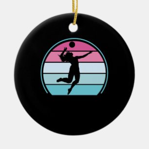 Volleyball Girl Retro Vintage Ceramic Ornament