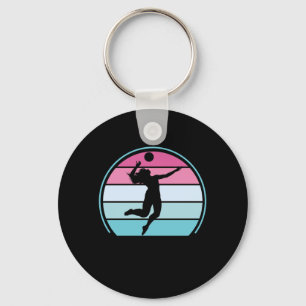 Volleyball Girl Retro Vintage Keychain