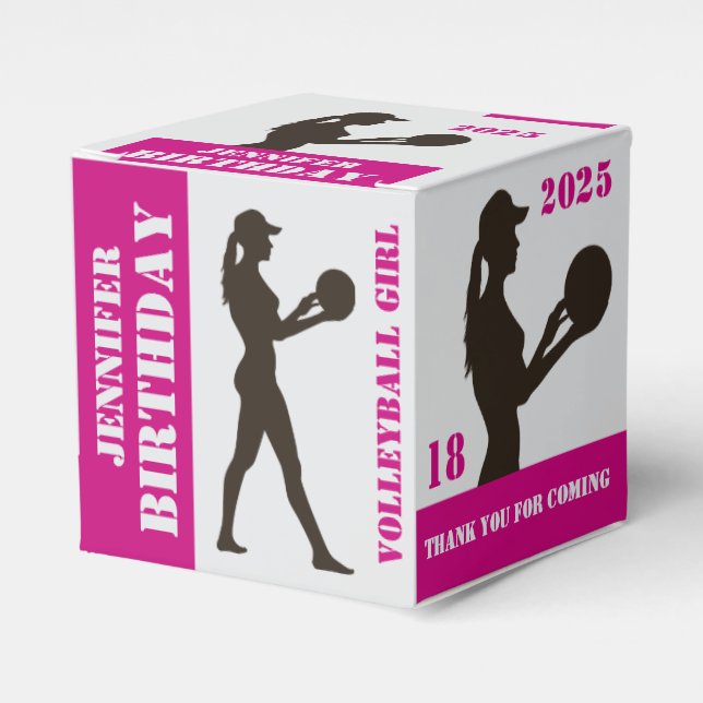 Volleyball Girl, Volleyball Player Gift, Birthday Favor Boxes (Front Side)