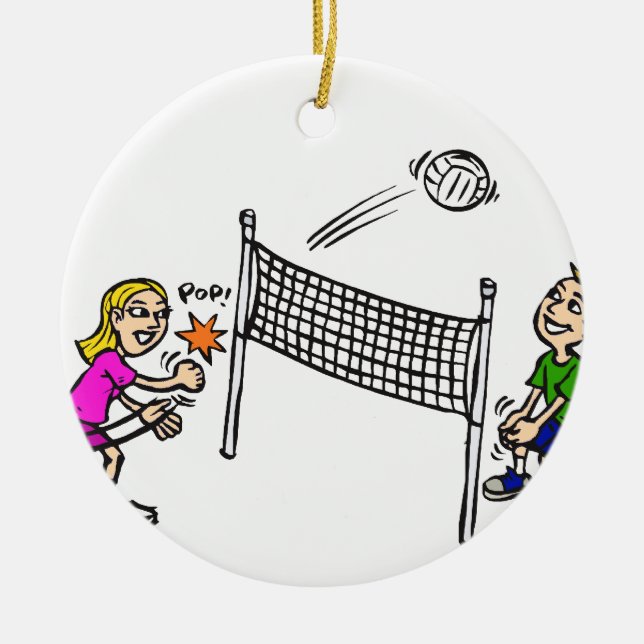 Volleyball girl vs boy ceramic ornament (Front)