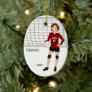 Volleyball Girl with Short Brown Hair Red & Black  Ceramic Ornament