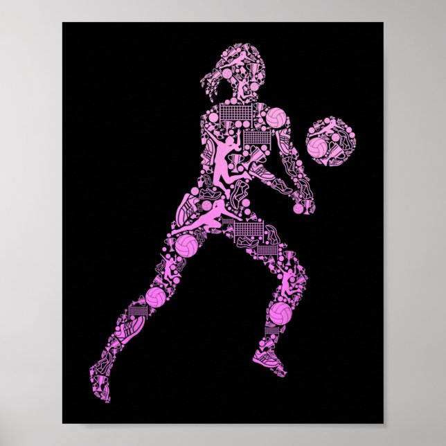 Volleyball Girl Women Youth Player 7 Poster (Front)