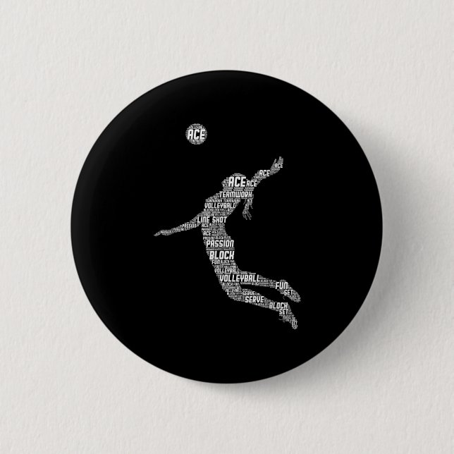 Volleyball Girl Women Youth Player  Button (Front)