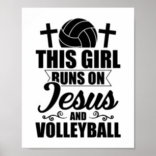 Volleyball Girls Jesus Sports Trainers Gifts Poster