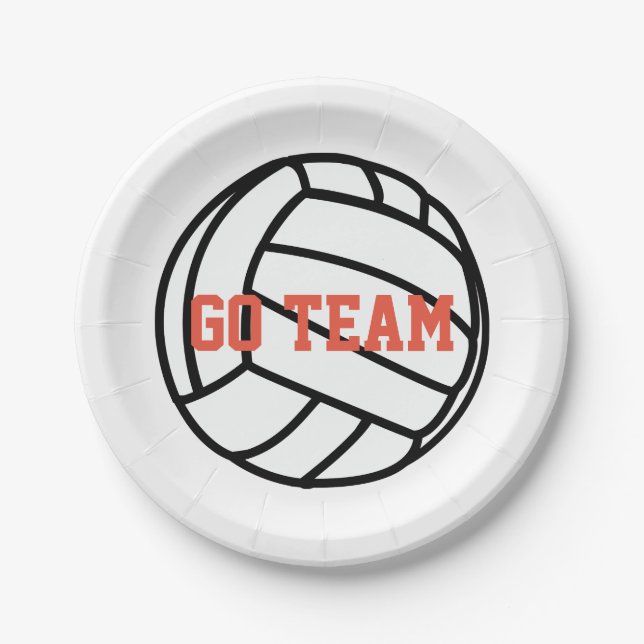 Volleyball Go Team Paper Plates (Front)