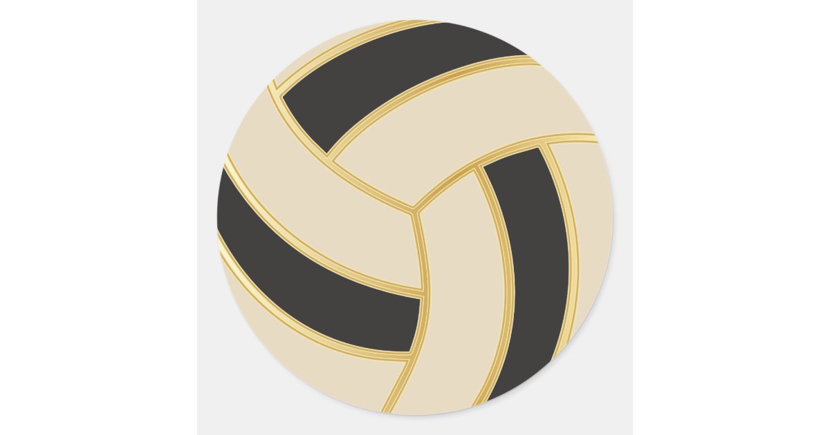 Volleyball | Gold, Black and DIY Background Color Classic Round Sticker ...