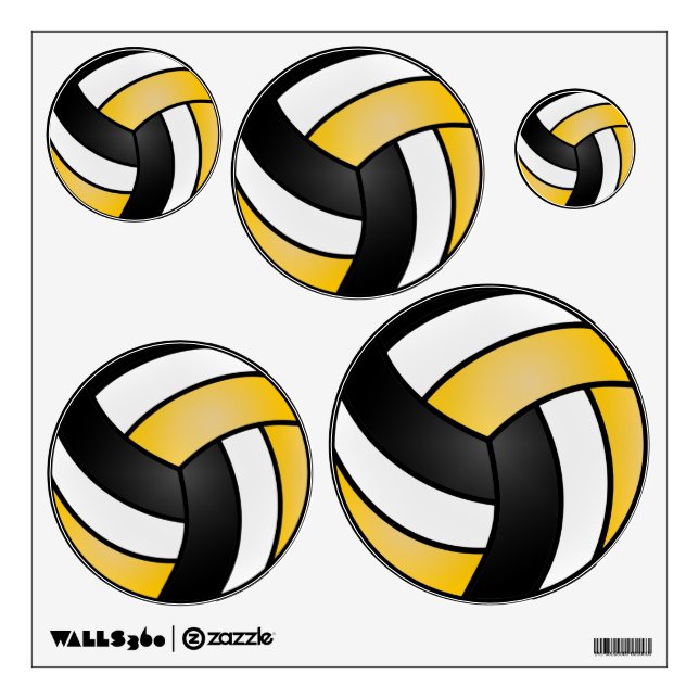 🏐 Volleyball - Gold, Black and White Wall Decal (Front)
