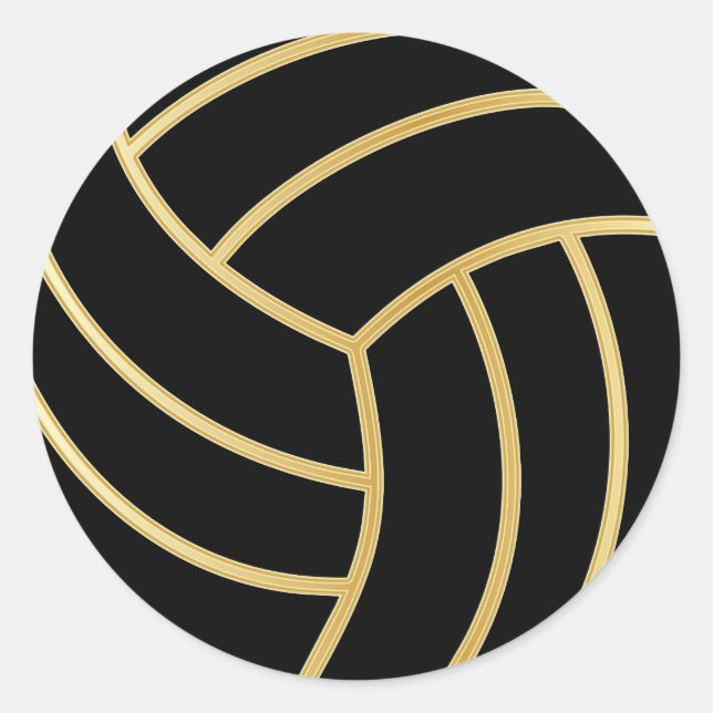 Volleyball | Gold with DIY Background Color Classic Round Sticker (Front)