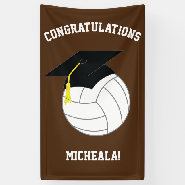 Volleyball Graduation Brown Banner (Vertical)