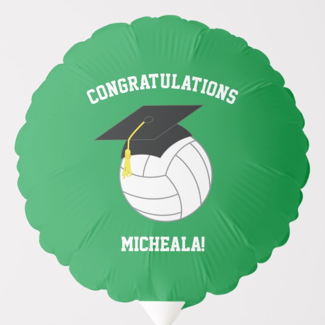 Volleyball Graduation Green Balloon (Front)