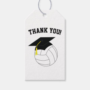 Volleyball Graduation Sports Black White Gift Tags