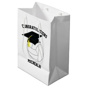 Volleyball Graduation Sports Black White Medium Gift Bag