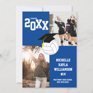 Volleyball Graduation Sports Blue Announcement