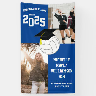 Volleyball Graduation Sports Blue Banner