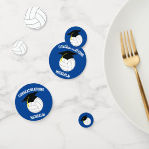 Volleyball Graduation Sports Blue Confetti