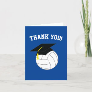Volleyball Graduation Sports Blue Letterpress Thank You Card