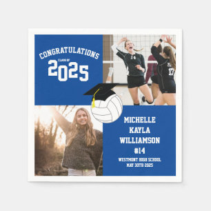Volleyball Graduation Sports Blue Napkins