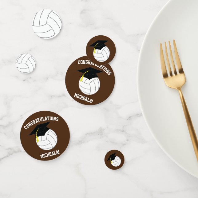 Volleyball Graduation Sports Brown Confetti (Group)