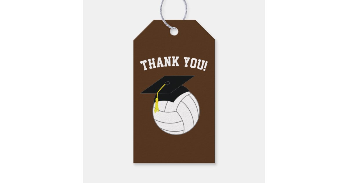 Volleyball Graduation Sports Brown Gift Tags
