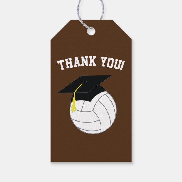 Volleyball Graduation Sports Brown Gift Tags