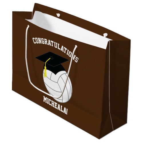 Volleyball Graduation Sports Brown Large Gift Bag