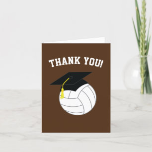 Volleyball Graduation Sports Brown Letterpress Thank You Card